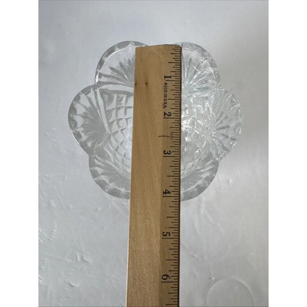 Heavy Clear Lead‎ Crystal Scalloped Bowl Vase Candle Holder 4.25